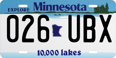 MN license plate 026UBX