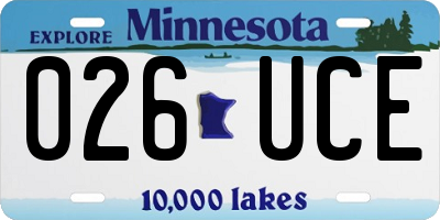 MN license plate 026UCE