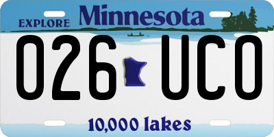 MN license plate 026UCO