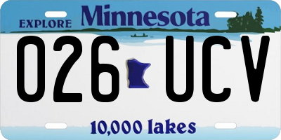 MN license plate 026UCV