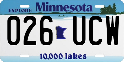 MN license plate 026UCW