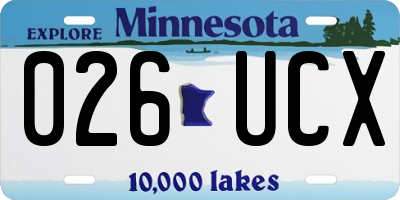 MN license plate 026UCX