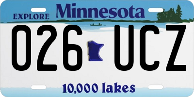 MN license plate 026UCZ