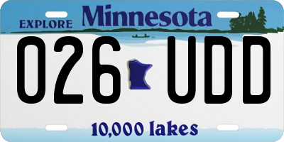 MN license plate 026UDD