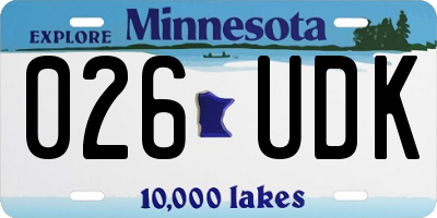 MN license plate 026UDK