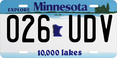 MN license plate 026UDV