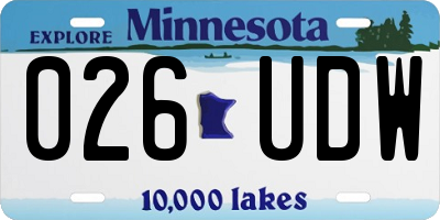 MN license plate 026UDW