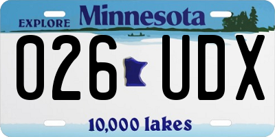 MN license plate 026UDX