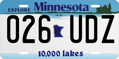 MN license plate 026UDZ