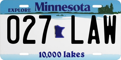 MN license plate 027LAW