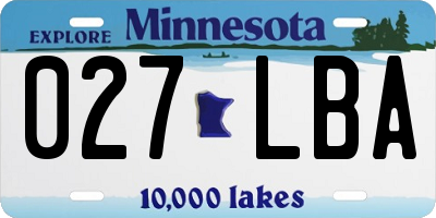 MN license plate 027LBA
