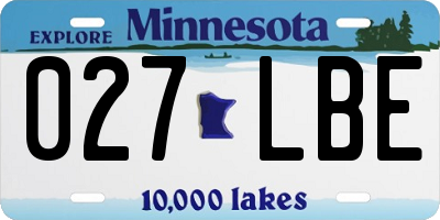 MN license plate 027LBE