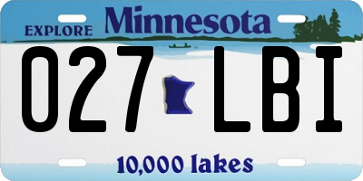 MN license plate 027LBI