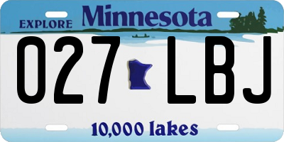MN license plate 027LBJ