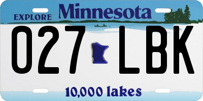 MN license plate 027LBK