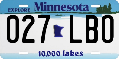 MN license plate 027LBO