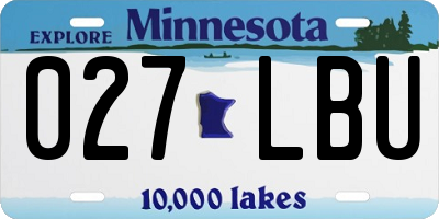 MN license plate 027LBU