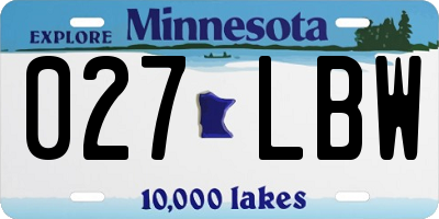 MN license plate 027LBW