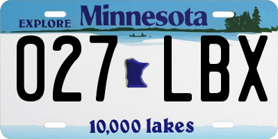 MN license plate 027LBX