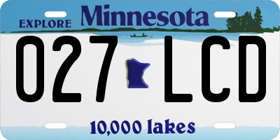 MN license plate 027LCD