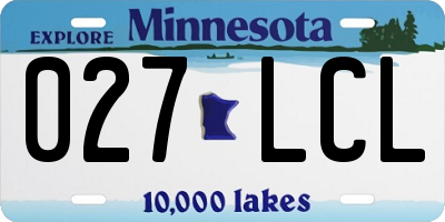 MN license plate 027LCL