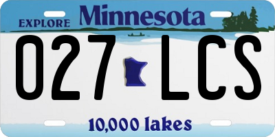 MN license plate 027LCS