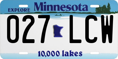 MN license plate 027LCW