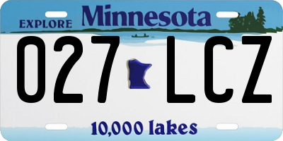 MN license plate 027LCZ