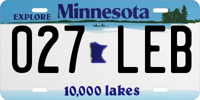 MN license plate 027LEB