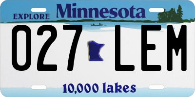 MN license plate 027LEM