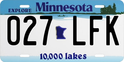 MN license plate 027LFK