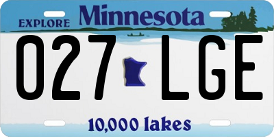 MN license plate 027LGE