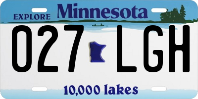 MN license plate 027LGH