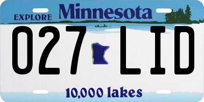 MN license plate 027LID