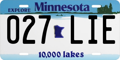MN license plate 027LIE