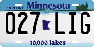 MN license plate 027LIG