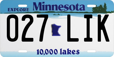 MN license plate 027LIK