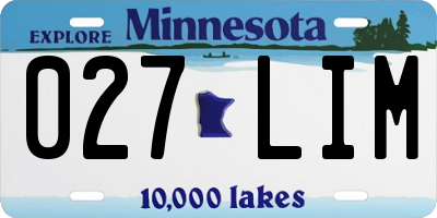 MN license plate 027LIM