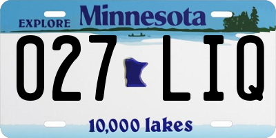MN license plate 027LIQ