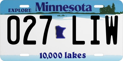 MN license plate 027LIW