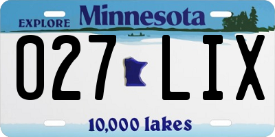 MN license plate 027LIX