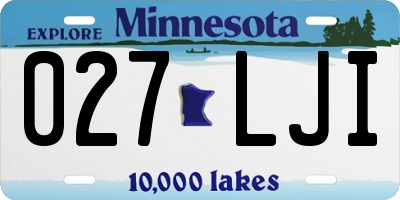 MN license plate 027LJI