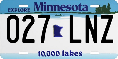 MN license plate 027LNZ