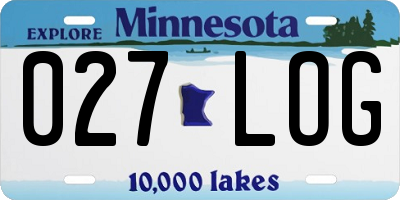 MN license plate 027LOG