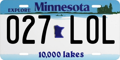 MN license plate 027LOL