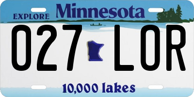 MN license plate 027LOR