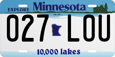 MN license plate 027LOU