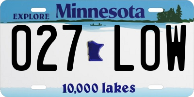 MN license plate 027LOW