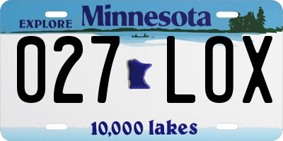 MN license plate 027LOX