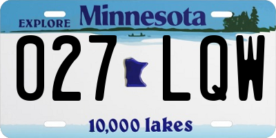 MN license plate 027LQW